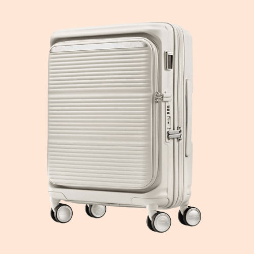 Vali Nhựa Cứng Mở Nắp Trước Ngăn Laptop Công Tác Du Lịch Bánh Xe Kép Vali