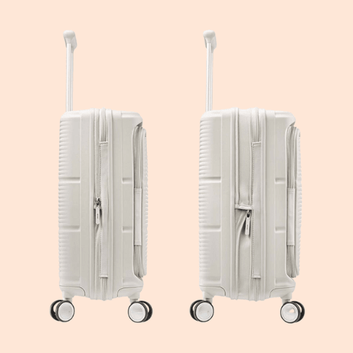 Vali Nhựa Cứng Mở Nắp Trước Ngăn Laptop Công Tác Du Lịch Bánh Xe Kép Vali