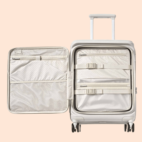 Vali Nhựa Cứng Mở Nắp Trước Ngăn Laptop Công Tác Du Lịch Bánh Xe Kép Vali