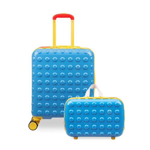 Vali Trẻ Em Ngồi Được Hình Khối Lego Du Lịch Combo Túi Phụ Vali